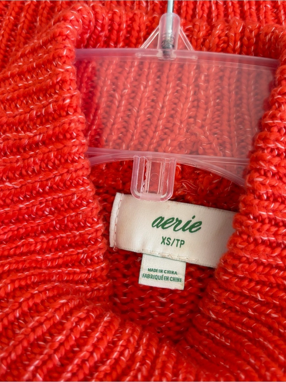 aerie Red and Cream Striped Turtleneck Sweater Size XS - Picture 3 of 6